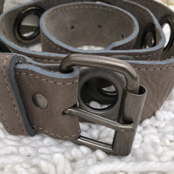 ?B2G1 New KIM WHITE Grey Pewter Leather Belt display picture 3
